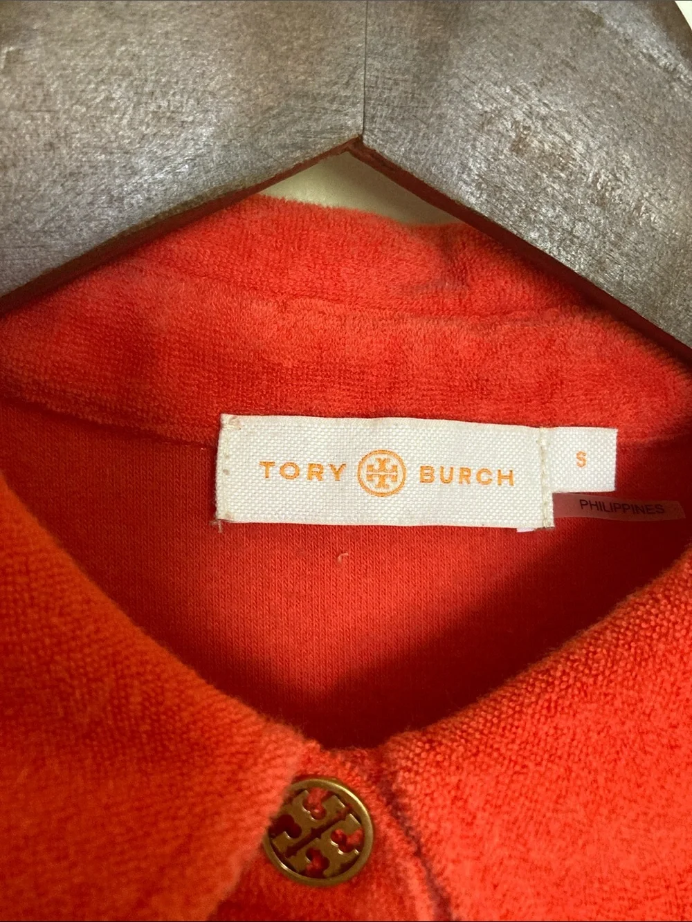 Tory Burch Terry Polo with Logo Buttons
